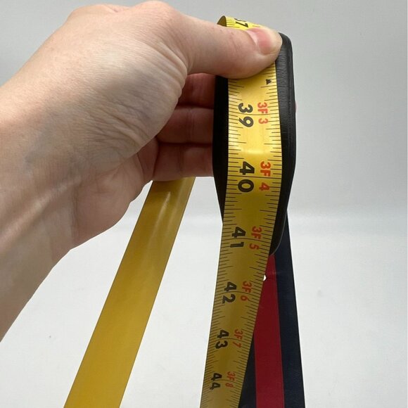 Tommy Hilfiger Mens Leather Reversible Buckle Belt Black Striped Classic Luxury - Picture 5 of 5